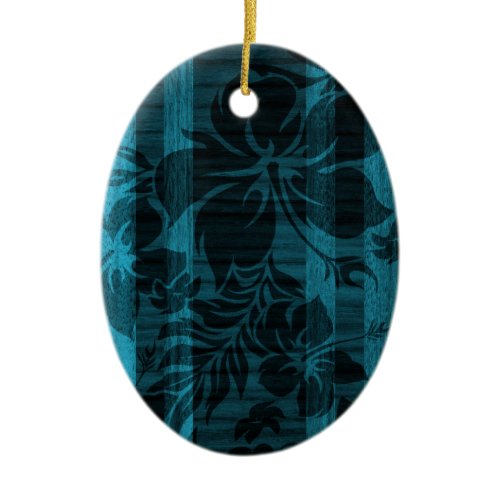 Keokea Beach Faux Wood Surfboard Ceramic Ornament