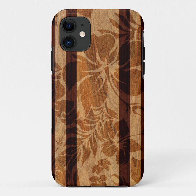 Keokea Beach Faux Wood Surfboard iPhone 5 Cases (Back)