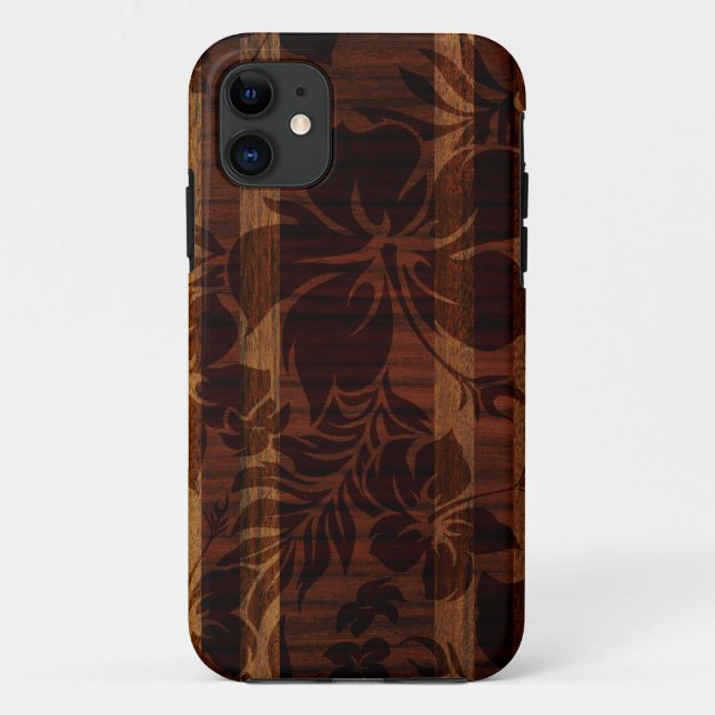 Keokea Beach Faux Wood Surfboard iPhone 5 Cases (Back)