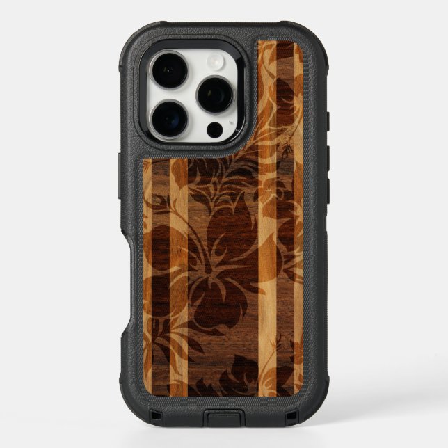 Keokea Beach Faux Wood Surfboard Otterbox iPhone Case (Back)