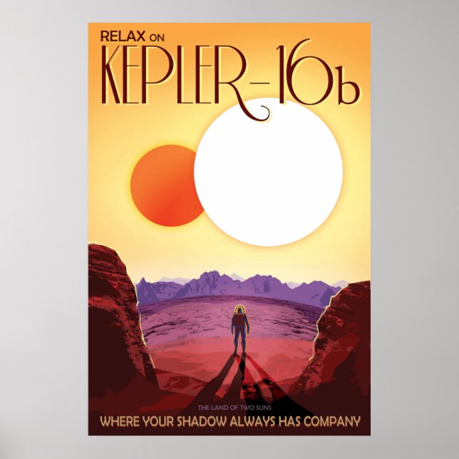 Kepler16b Vintage Space Travel Poster (Front)