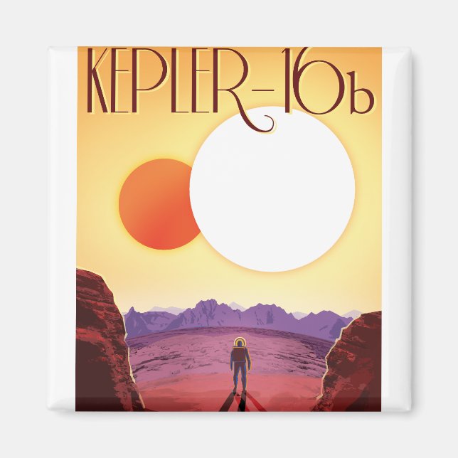 Kepler-16b: Binary Solar Sunset Fine Art Space Magnet (Front)