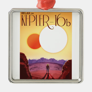 Kepler-16b: Binary Solar Sunset Fine Art Space Metal Ornament