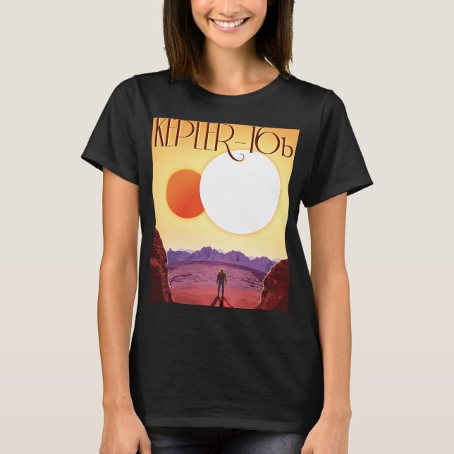 Kepler-16b: Binary Solar Sunset Fine Art Space T-Shirt (Front)