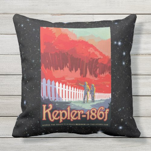 Kepler 186f Where the Grass is Alway Red Outdoor Pillow