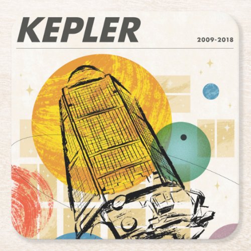 Kepler Space Telescope Poster Square Paper Coaster