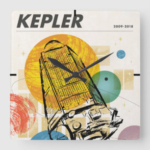 Kepler Space Telescope Poster. Square Wall Clock