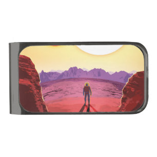 Kepler Space Travel Destination Planet Adventure Gunmetal Finish Money Clip