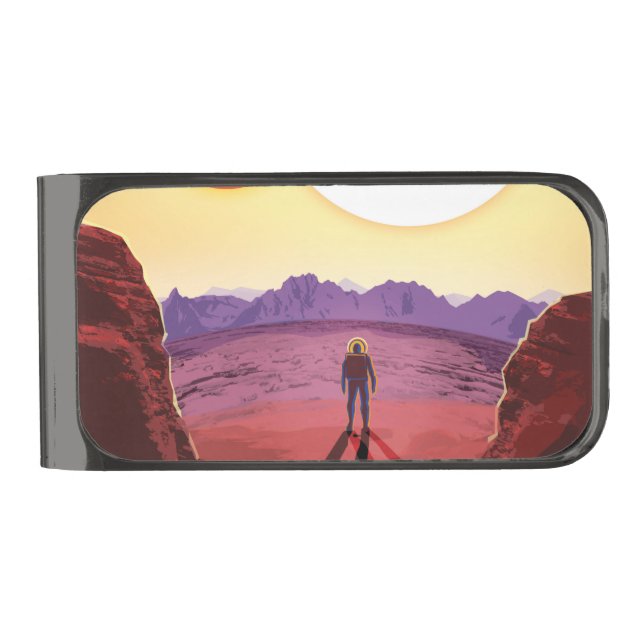 Kepler Space Travel Destination Planet Adventure Gunmetal Finish Money Clip (Front)