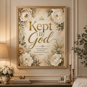Kept By God Gold & White Bible Verse Wall Art