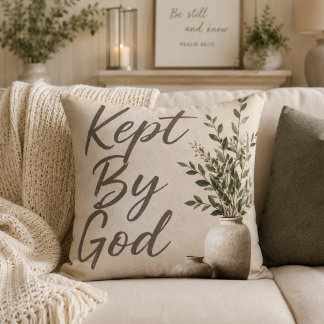Kept By God Neutral Rustic Zipperless Throw Pillow