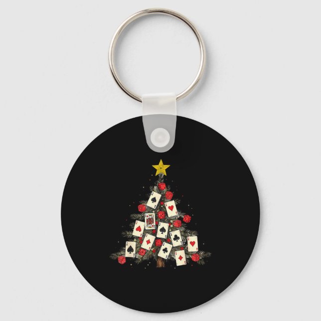 Ker Cards Christmas Tree Gambling Funny Xmas Men  Keychain (Front)