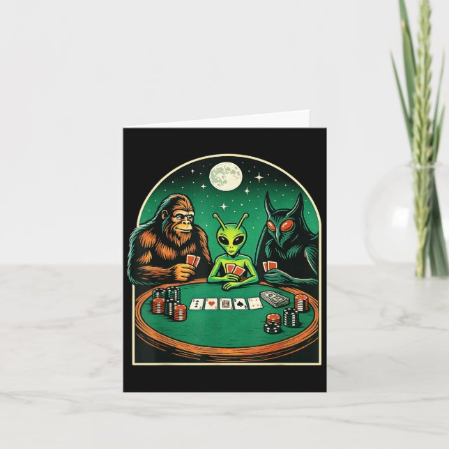 Ker Shirt Men Women Bigfoot Alien Mothman Playing  Card (Front)