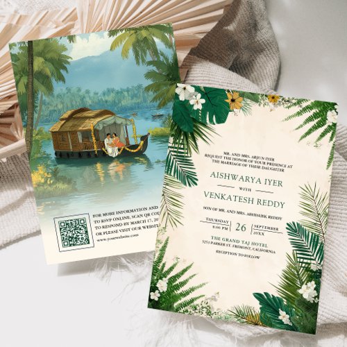 Kerala Backwaters Houseboat South Indian Wedding Invitation