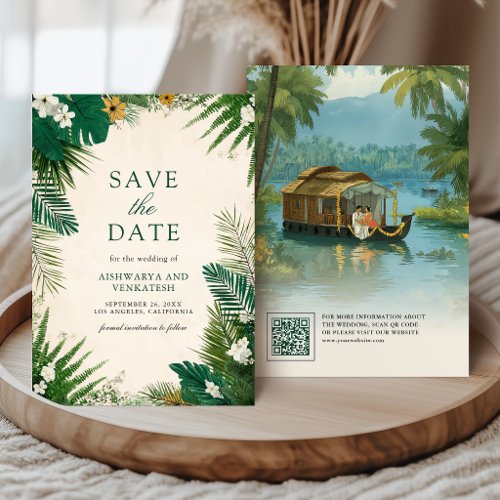 Kerala Backwaters Houseboat South Indian Wedding Save The Date