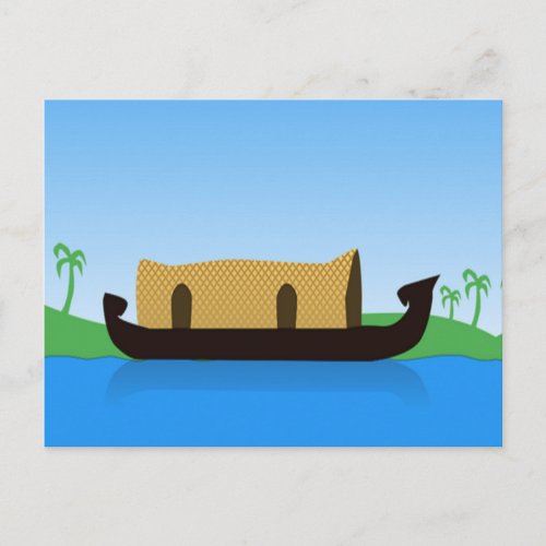 Kerala Houseboat drawing Postcard