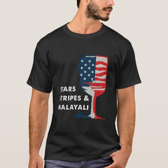 Kerala Malayali Wine Fourth Of July Celebration T-Shirt (Front)