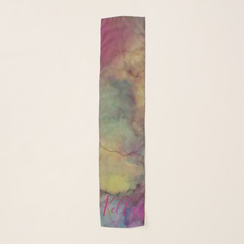 Kerchief Chiffon Oblong Scarf Pinks and Greens