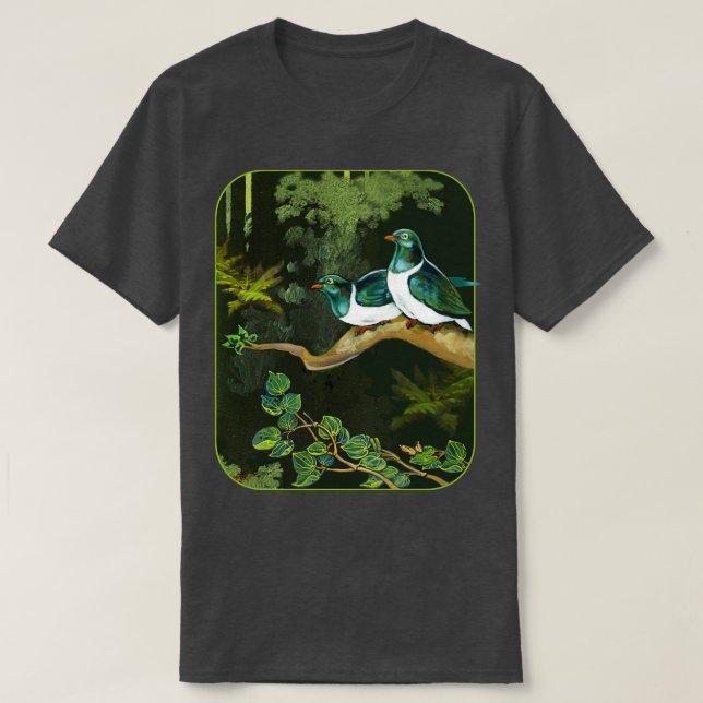 Kereru Pigeons In Forest T-Shirt (Design Front)