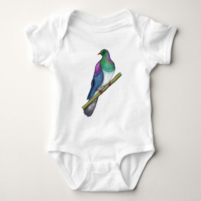 Kereru Wood pigeon Baby Bodysuit (Front)