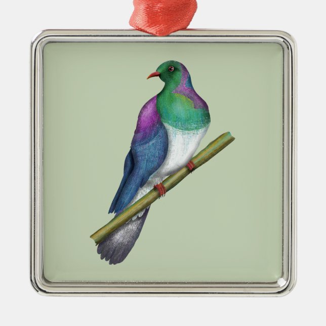 Kereru Wood pigeon Metal Ornament (Front)