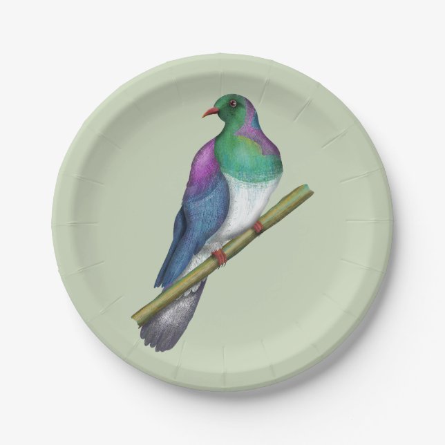 Kereru Wood pigeon Paper Plates (Front)