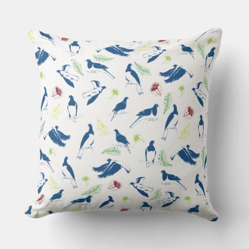 Kereru Wood pigeon pattern NZ birds Throw Pillow