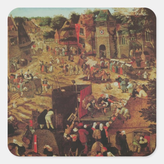 Kermesse with Theatre and Procession Square Sticker (Front)