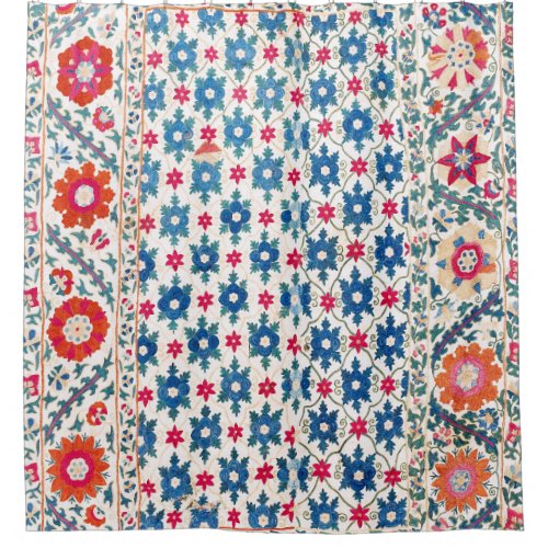 Kermina Suzani Uzbekistan Embroidery Print Shower Curtain