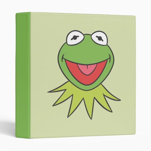 Kermit the Frog Cartoon Head 3 Ring Binder (Front/Spine)