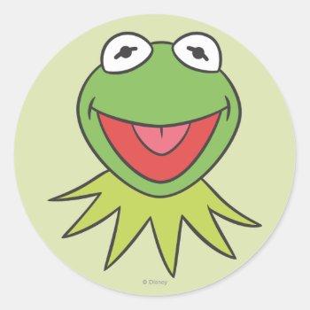 Kermit The Frog Cartoon Head Classic Round Sticker by muppets at Zazzle