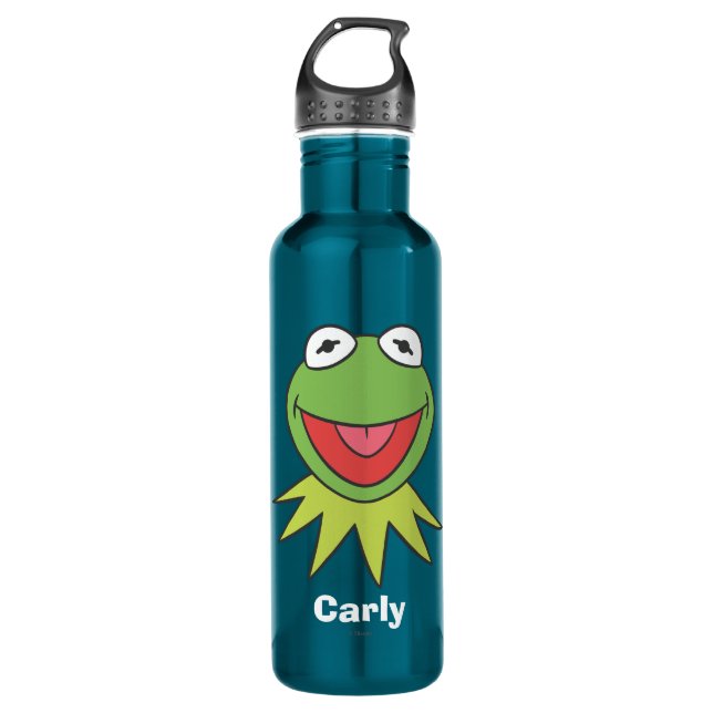 Kermit the Frog Cartoon Head Water Bottle (Front)