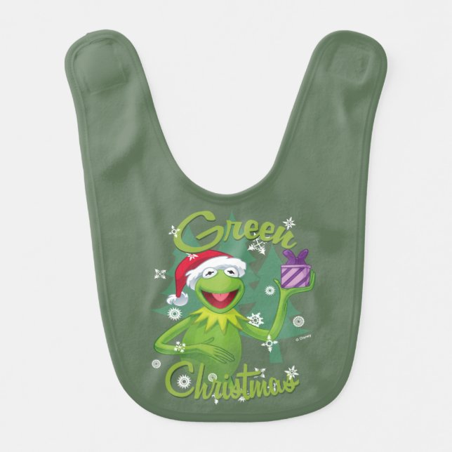 Kermit the Frog | Green Christmas Baby Bib (Front)