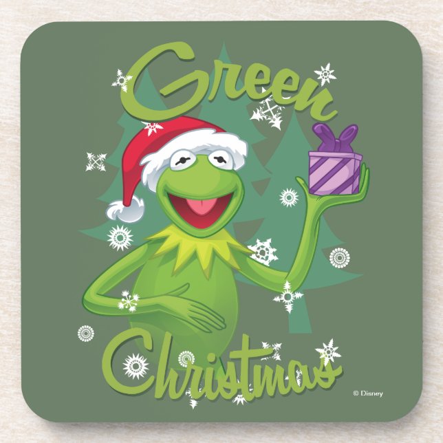 Kermit the Frog | Green Christmas Beverage Coaster (Front)