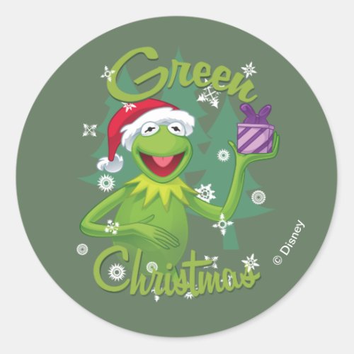Kermit the Frog  Green Christmas Classic Round Sticker