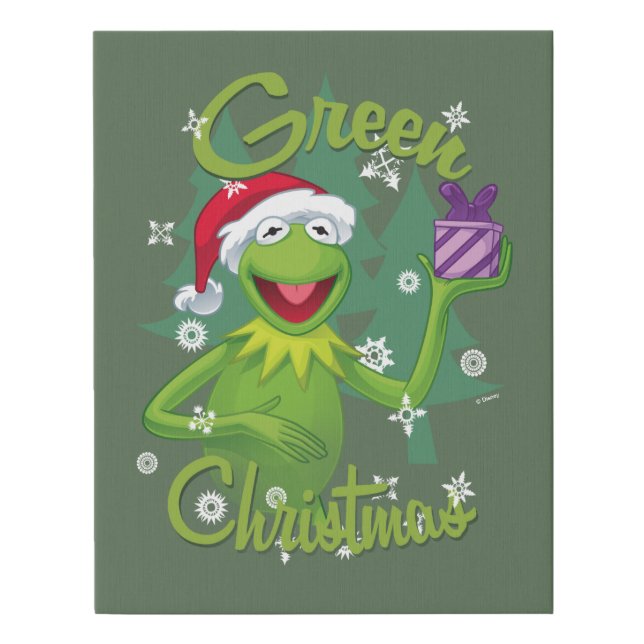 Kermit the Frog | Green Christmas Faux Canvas Print (Front)