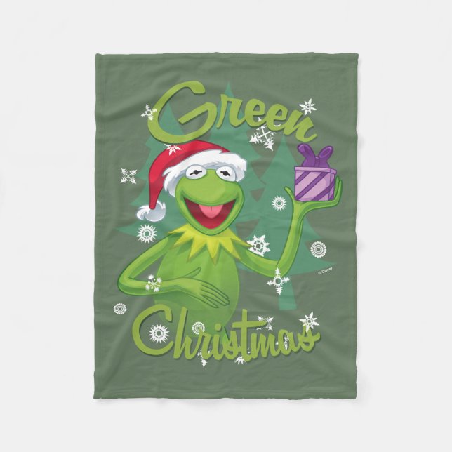 Kermit the Frog | Green Christmas Fleece Blanket (Front)