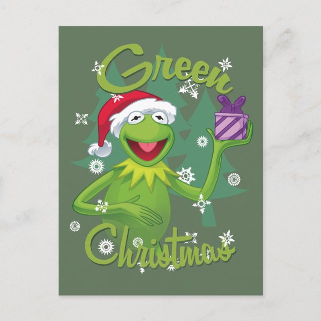 Kermit the Frog | Green Christmas Holiday Postcard (Front)