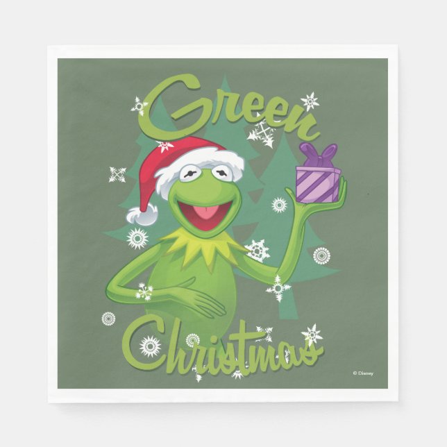 Kermit the Frog | Green Christmas Napkins (Front)