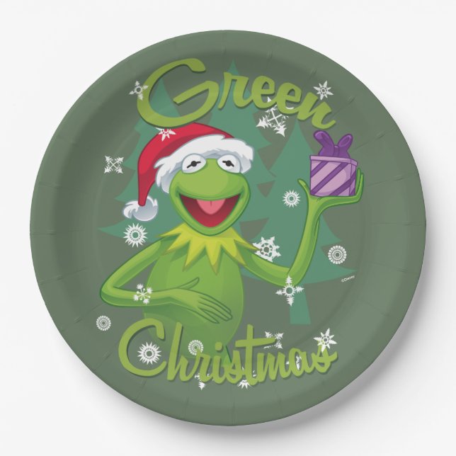 Kermit the Frog | Green Christmas Paper Plates (Front)