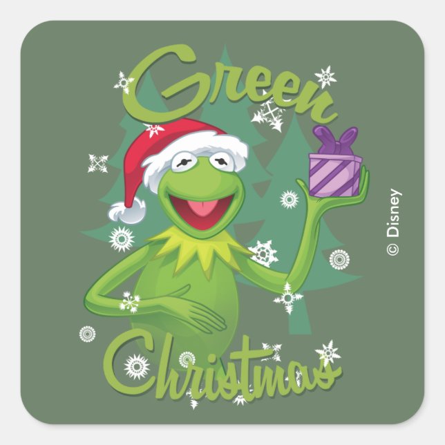 Kermit the Frog | Green Christmas Square Sticker (Front)