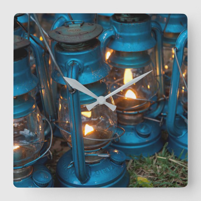 Kerosene Lamps | Ol Pejeta Bush Camp Square Wall Clock (Front)