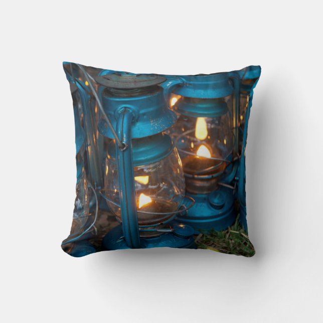 Kerosene Lamps | Ol Pejeta Bush Camp Throw Pillow (Front)