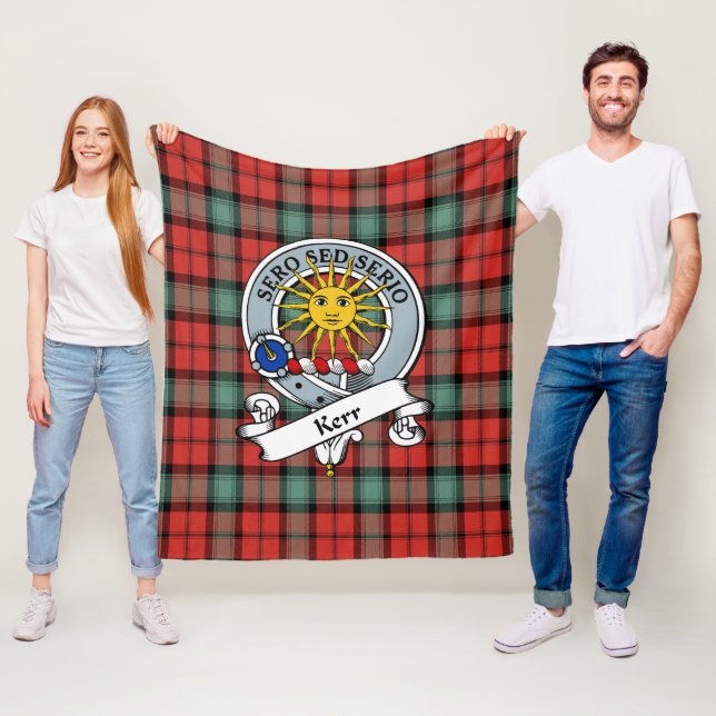 Kerr Ancient Clan Badge Tartan Plaid Fleece Blanket (In Situ)