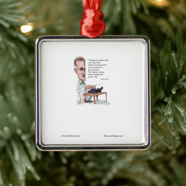 Kerr/London James Joyce & English Is Torture Quote Metal Ornament (Tree)