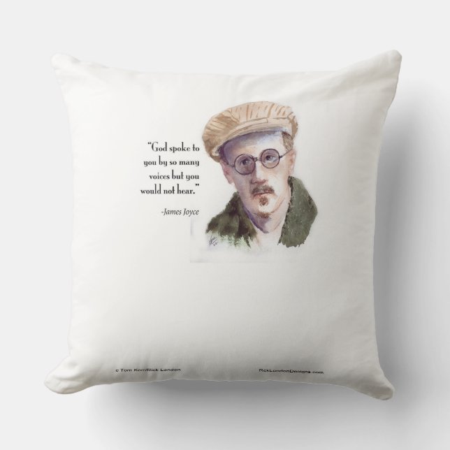 Kerr/London James Joyce & "God Spoke" Quote Throw Pillow (Front)