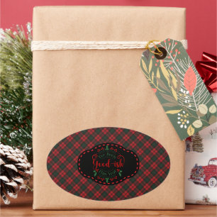 Kerr Modern Scottish Tartan Christmas Oval Sticker