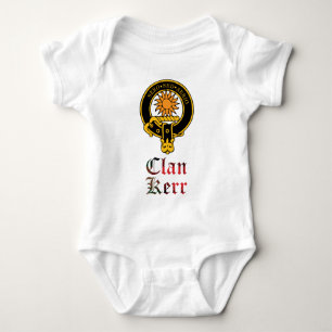 Kerr scottish crest and tartan clan name baby bodysuit
