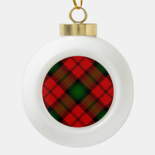 Kerr tartan red green plaid ceramic ball christmas ornament