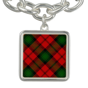 Kerr tartan red green plaid charm bracelet